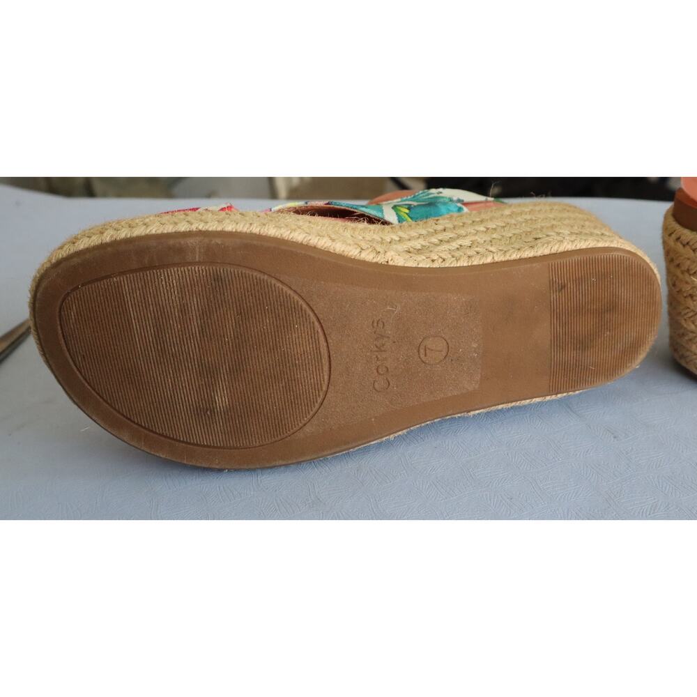 Corkys Carley Floral Espadrille Wedge Sandal Slingback Platform 7 Hook & Loop - Picture 5 of 8